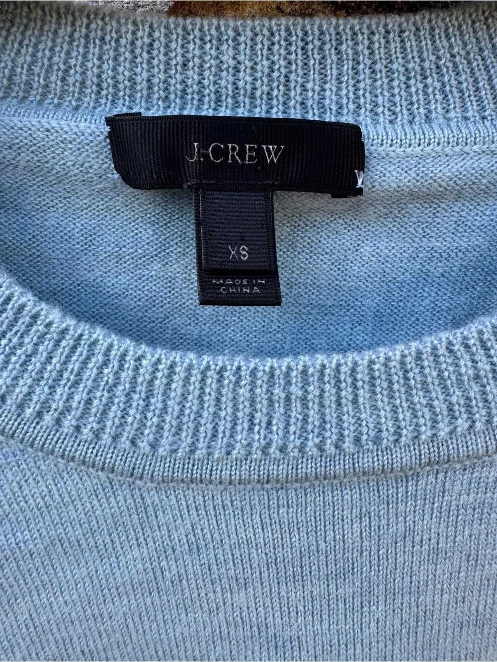 J. Crew Women's Icy Blue 100% Merino Wool Raglan Crewneck Sweater XS Preppy